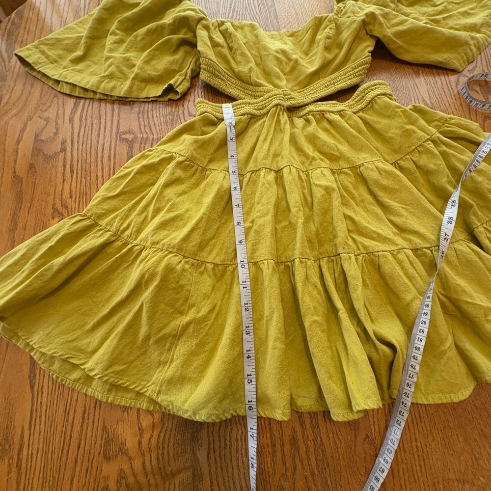 Free People Cross of Sunlight Mini Dress - Size S - Chartreuse Bright Green - Picture 5 of 11